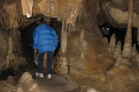 Low clearance passage in Lehman Cave.