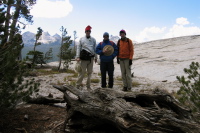 Bill, Ron Bobb, and Zach Kaplan on the west side of Lembert Dome (9300ft)