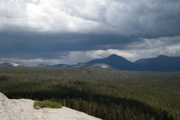 A dark cloud passes over Mt. Dana (13053ft).
