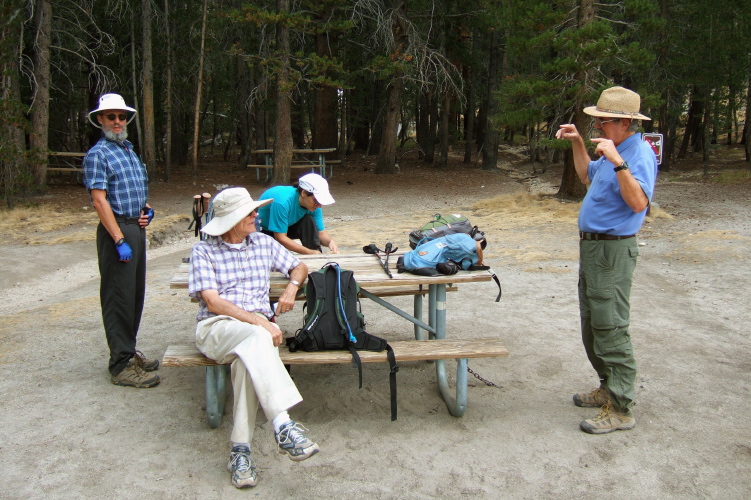 Ron makes a point at the Lembert Dome trailhead picnic area.