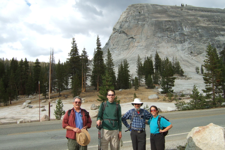 Ron, Bill, Frank, and Stella in front of Lembert Dome.
