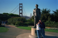 Lisa and Leonard at the Strauss statue