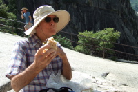 David enjoys his sandwich at the top of Vernal Fall.