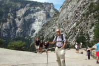 David at Vernal Fall, ready to continue on and up the Mist Trail.