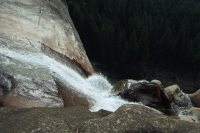 Water flowing over the brink of Nevada Fall.