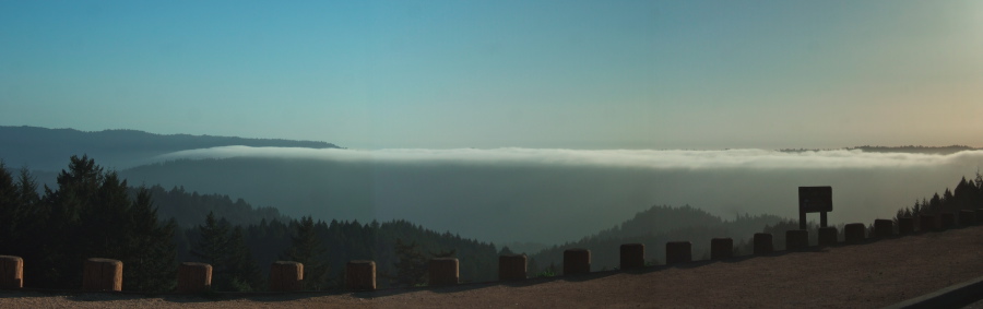 Fog over the hills, seen from Sempervirens Overlook