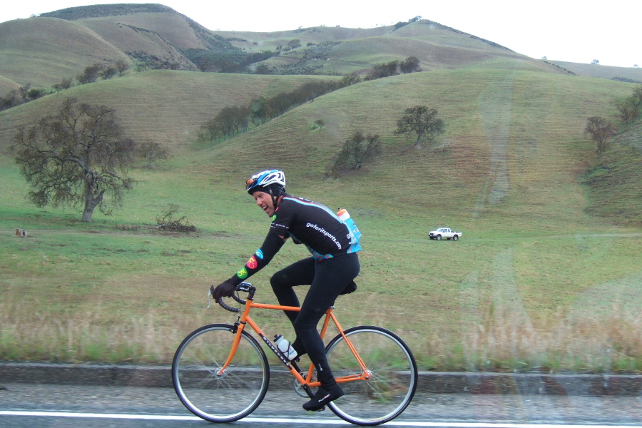 Steve LaChaine on his fixie can smell the barn.