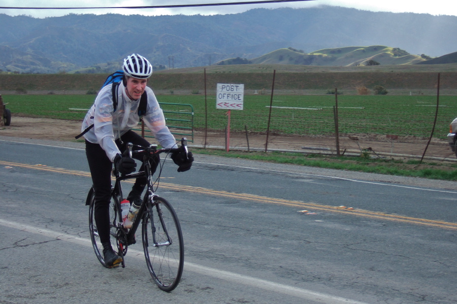 Rico Mundy pulls into the finish area.