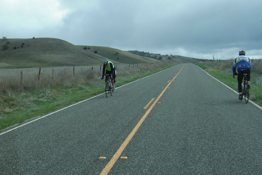 Riders going both directions.