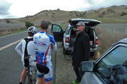 Team Clark confer with Kevin Winterfield at the CA198 turnaround.