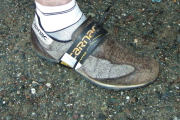 A zip-tie comes in handy when the velcro strap fails on Howard Kveck's shoe.