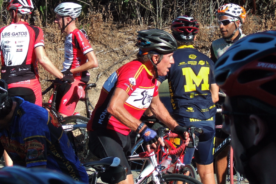 Dave Fitch arrives after dropping his chain a few hundred yards from the finish.