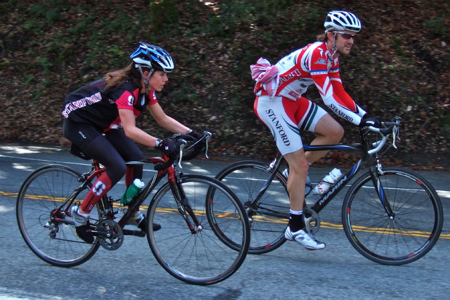 A couple more Stanford riders reach the summit.