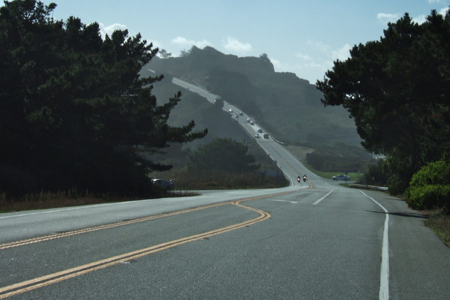 Heading south on CA1, passing San Gregorio Beach