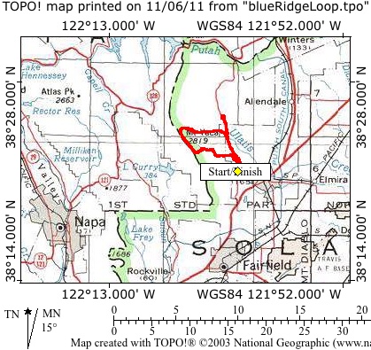 Overview Map of Vaca Ridge Loop