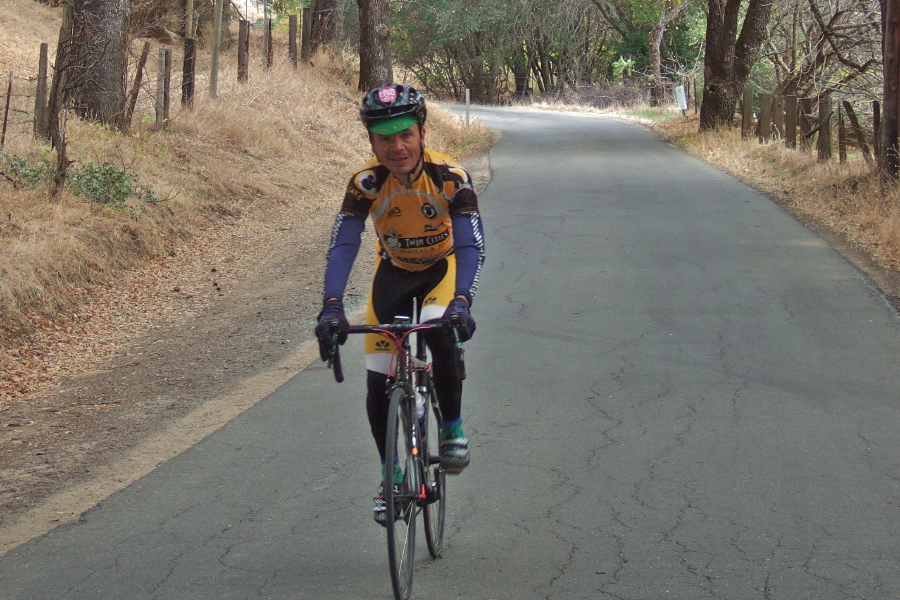 Dan Connelly starts up the lower reach of Gates Canyon Rd.