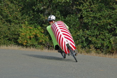 Bill rounds one of the hairpin curves. (1)