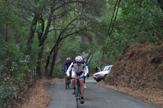 Tim Clark leads a group up Gates Canyon Rd.