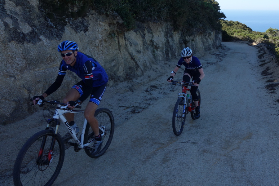 Carl Nielson paces Janet Gardner up the mountain.