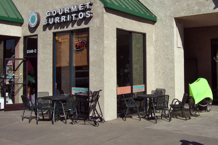 Stopping at Gourmet Burritos in Pleasanton for lunch.