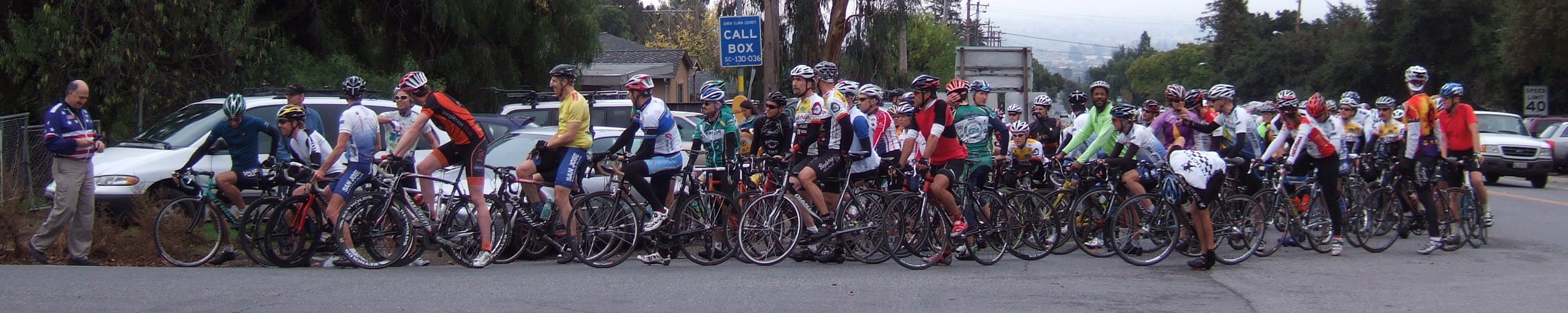 Getting ready to start at the base of Mt. Hamilton Rd.