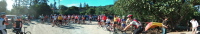 Panorama of the gathering area at the Windy Hill trailhead parking