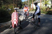 Bill, Tim Clark, and others wait for the Alba Rd. climb to get under way.