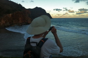 Bill snaps photos at Ha'ula Beach.
