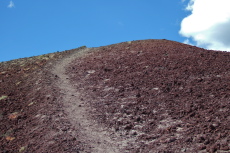 View up the final push to the summit of red pumice