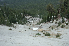 View down the sandy chute off the Crest.