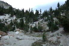 Slope below the hanging valley at the bottom of the sandy chute