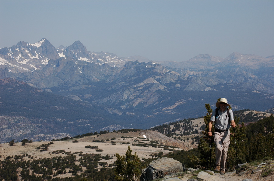 Bill climbs to a high point on Mammoth Crest.