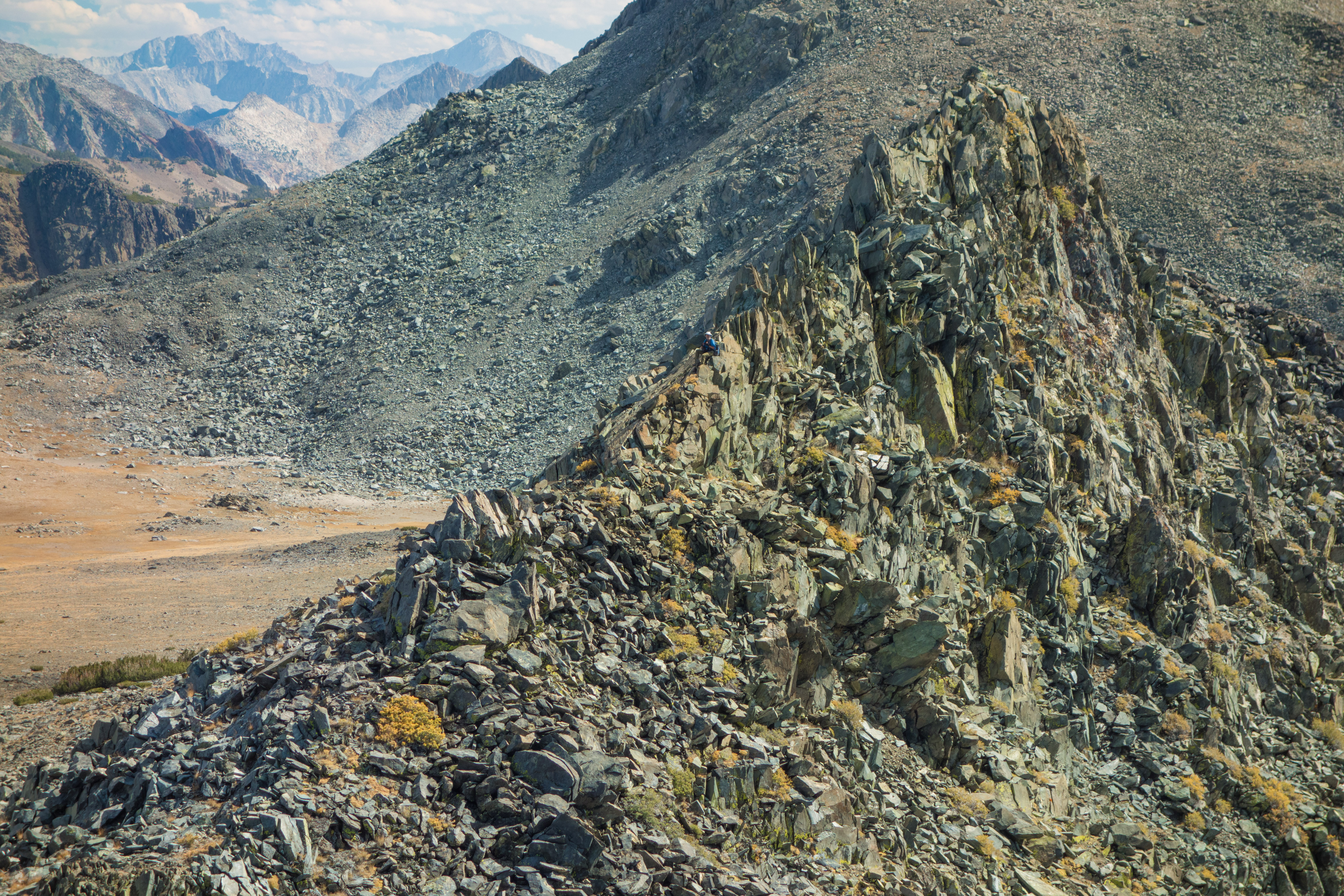 Upper left background are Mt. Abbott (13715ft) (l) and Mt. Gabb (13741ft)