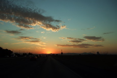 Sunset on I-205 near Tracy, CA