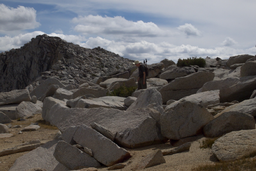 Bill looks for an easier route to the summit that goes off the east side, rather than directly atop the ridge.