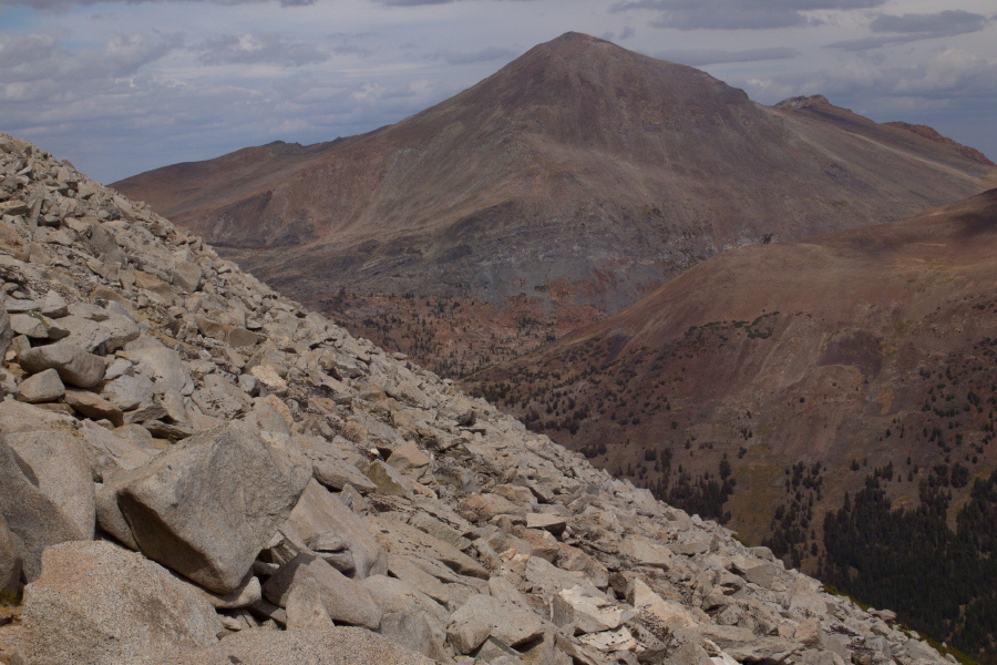 The slope of Mammoth Peak is pile of large rocks