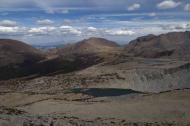 Mono Pass (l), Parker Pass, Kuna Lake, and Bingaman Lake