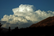 A thunderhead rises over Mono Lake.