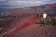 Bill on the red pumice ridge on Mammoth Crest.