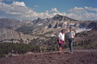 Jean-Guy and Bill on the red pumice ridge.