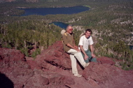 Bill and David near the top of the red pumice ridge on Mammoth Crest.