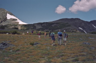 The group heads up to Deer Pass (11200ft).