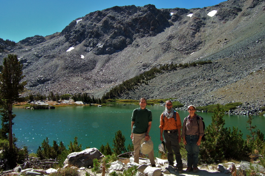 Bill, Frank, and stella at Barney Lake