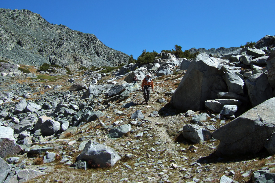 Frank and Stella descend to one of the Deer Lakes.