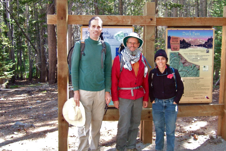 Bill, Frank, and Stella at the start of the hike