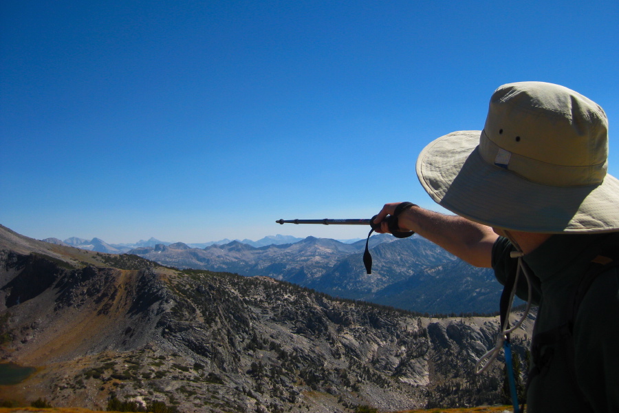 Bill points out one of the mountains in the distance.