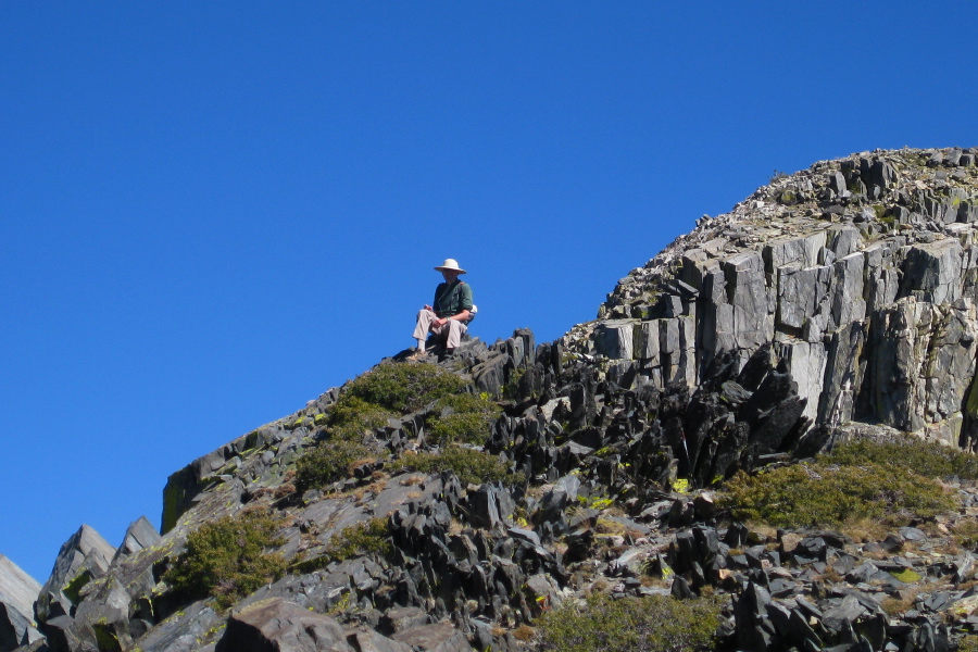 Bill sits on the gendarme.