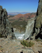 View between the two gendarmes near the high point along Mammoth Crest