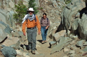 Frank and Stella climb up Duck Pass Trail.
