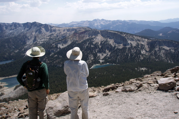 Bill and David enjoy the view of Mammoth Crest from Mammoth Mountain.